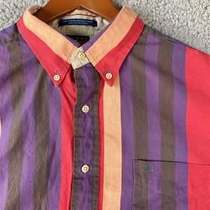 Tommy Hilfiger Vintage 90s Stripe‎ Chino Canvas Denim Shirt Logo XL